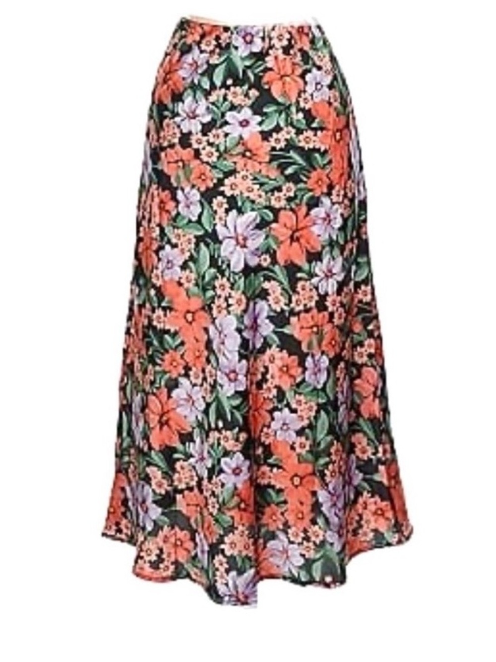 Anthropologie Abel the Label Cassidy Floral Satin Midi Skirt Size M